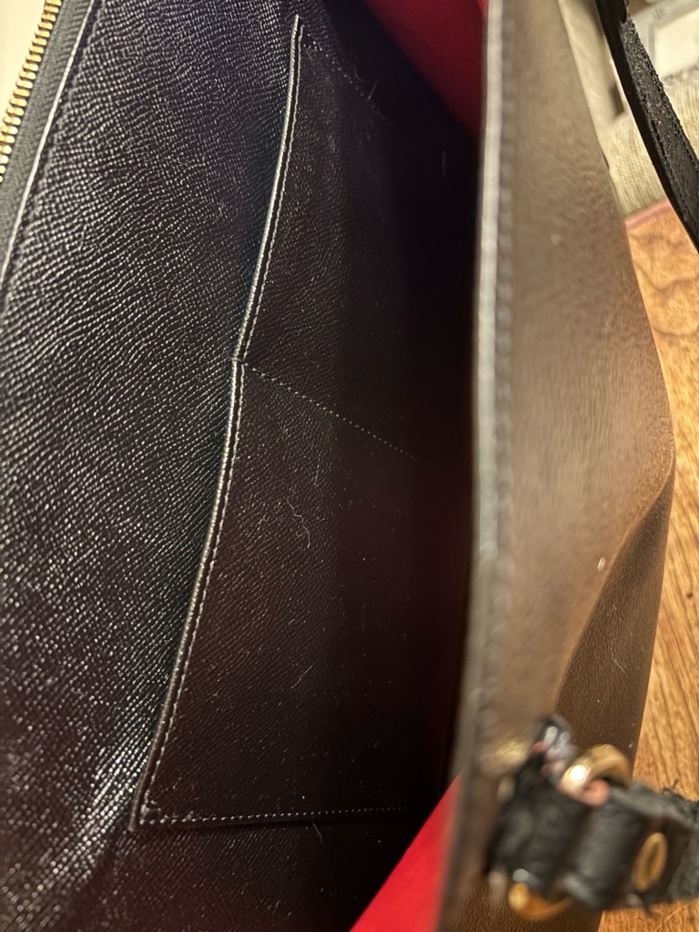 Coach Black Leather Tote with Red Interior Accent - Picture 7 of 14